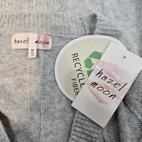 NWT Hazel‎ Moon Heather Gray Argyle Button Front Cardigan Sweater Size Medium R2 - Picture 8 of 9